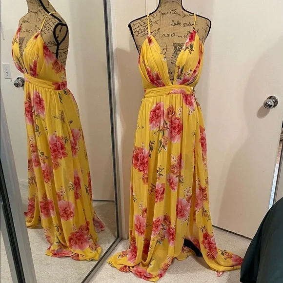 Xtaren Yellow Floral Maxi Dress - Picture 1 of 6